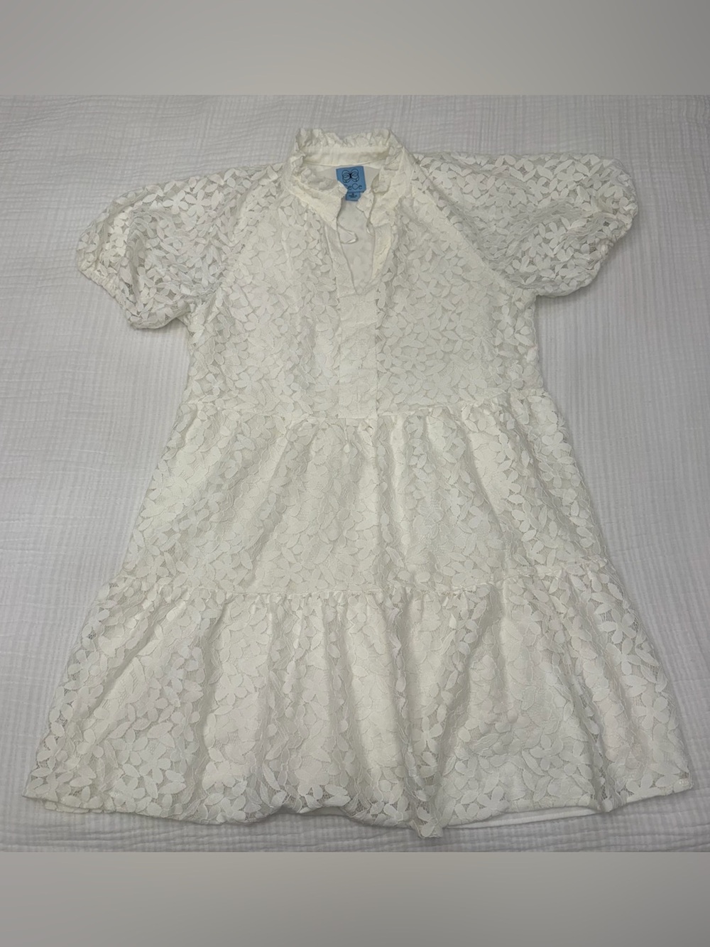 cece white floral lace tiered mini dress size m